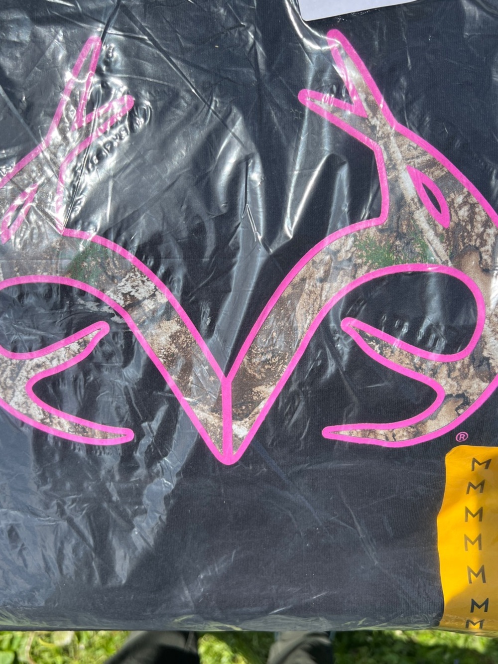 Realtree Black Hoodie with Pink-Outlined Camo Antler Logo